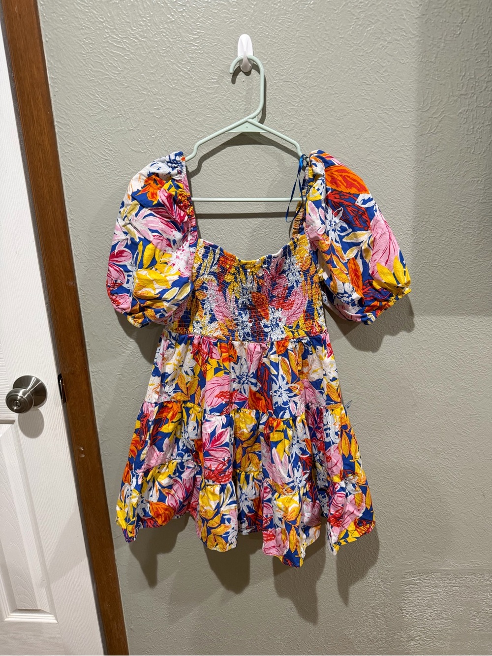 Flying Tomato Multicolor Floral Puff-Sleeve Mini Dress - Pink, Yellow, Blue